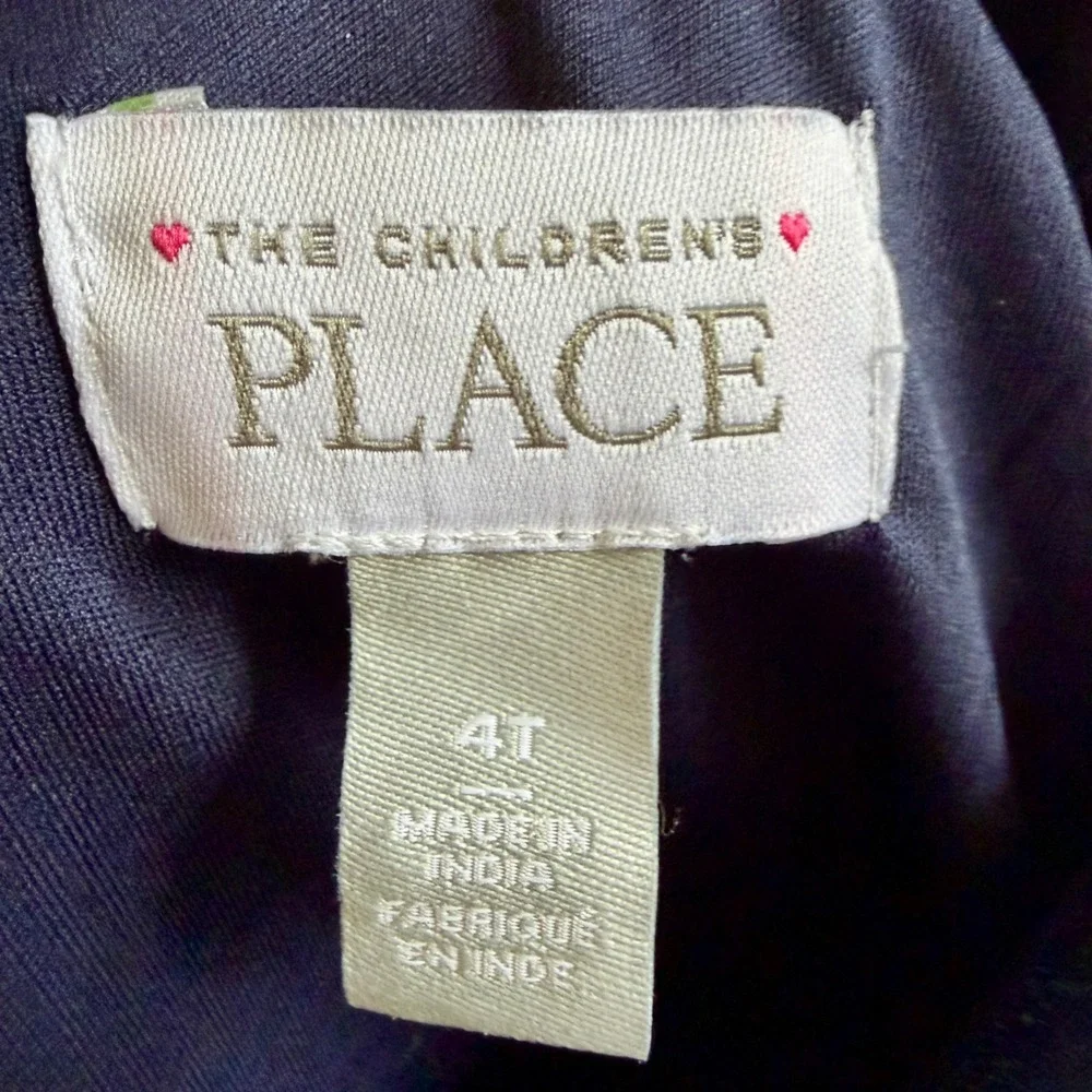 The Children's Place Navy Tartan Plaid Velvet Dress Girls Size 4T Holiday Bow